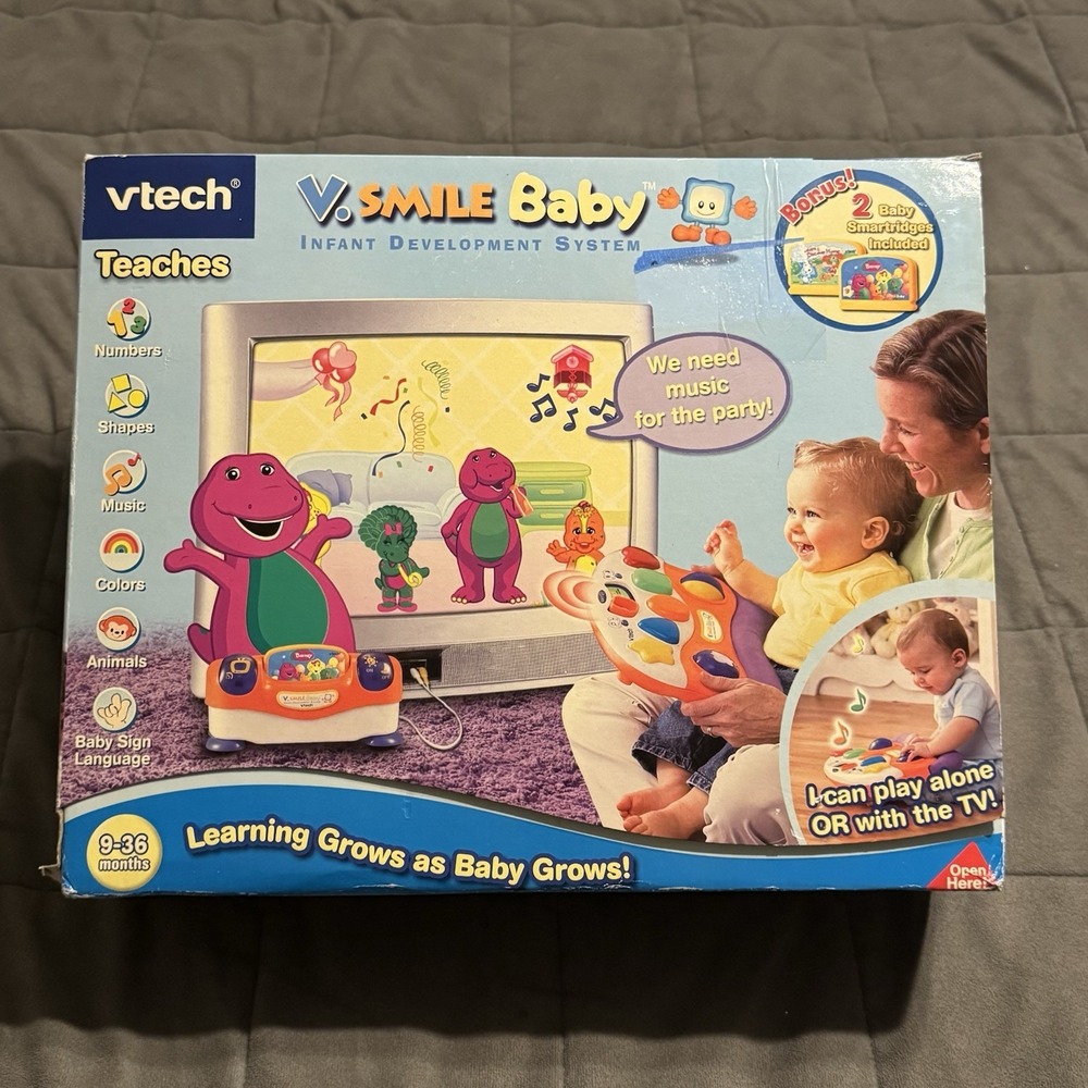 VTech V.Smile Baby Infant Development System Barney & Friends + 2 Smartridges